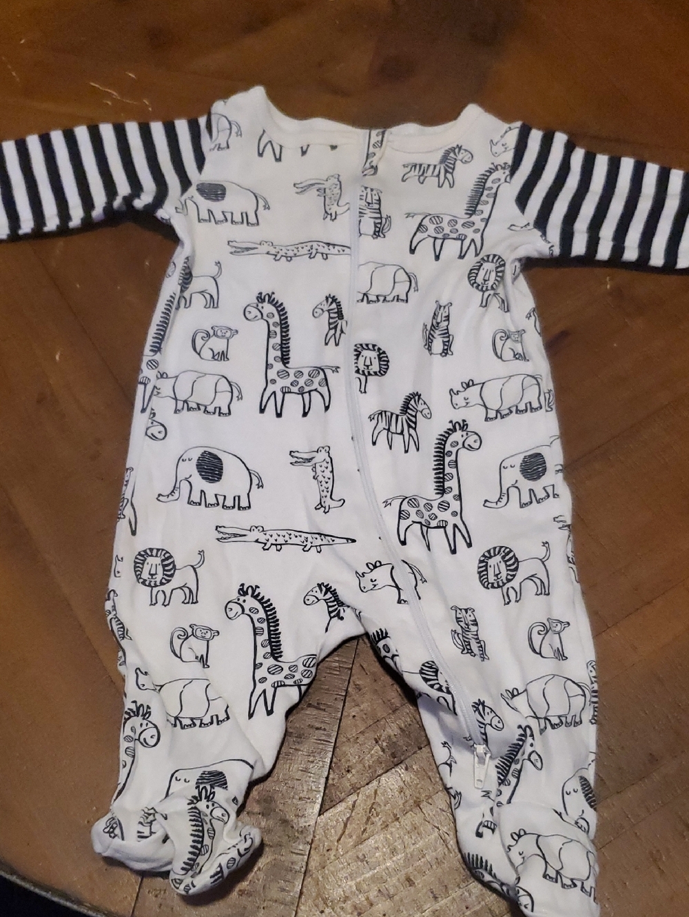 wonder nation White and Black Zoo Animal Footed One-Piece